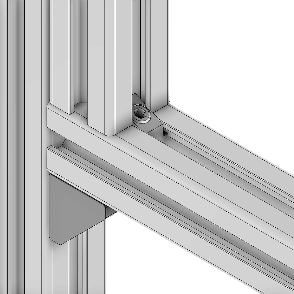 40-140-1 MODULAR SOLUTIONS ALUMINUM GUSSET<br>30MM X 30MM ANGLE W/HARDWARE